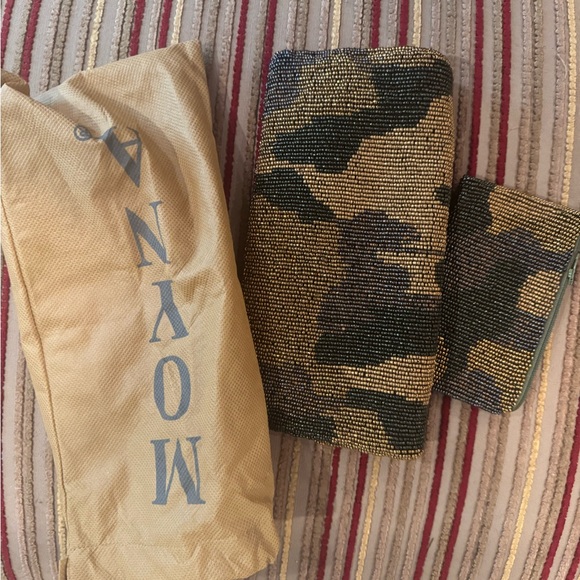 Moyna Camouflage Beaded Clutch and Coin Purse